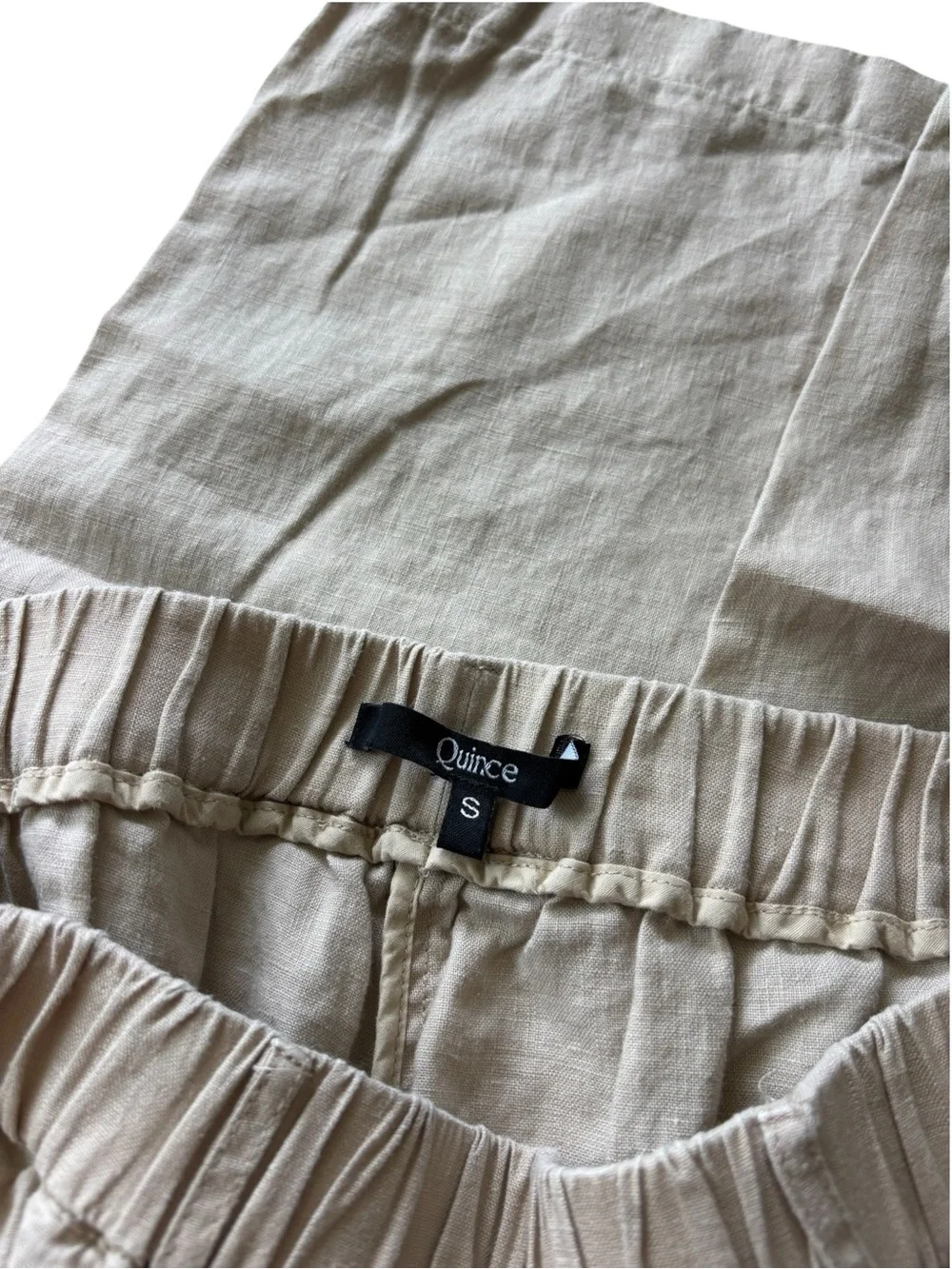 Quince 100% European Linen Pants Flax Beige Small Quiet Luxury Neutral Pull on
